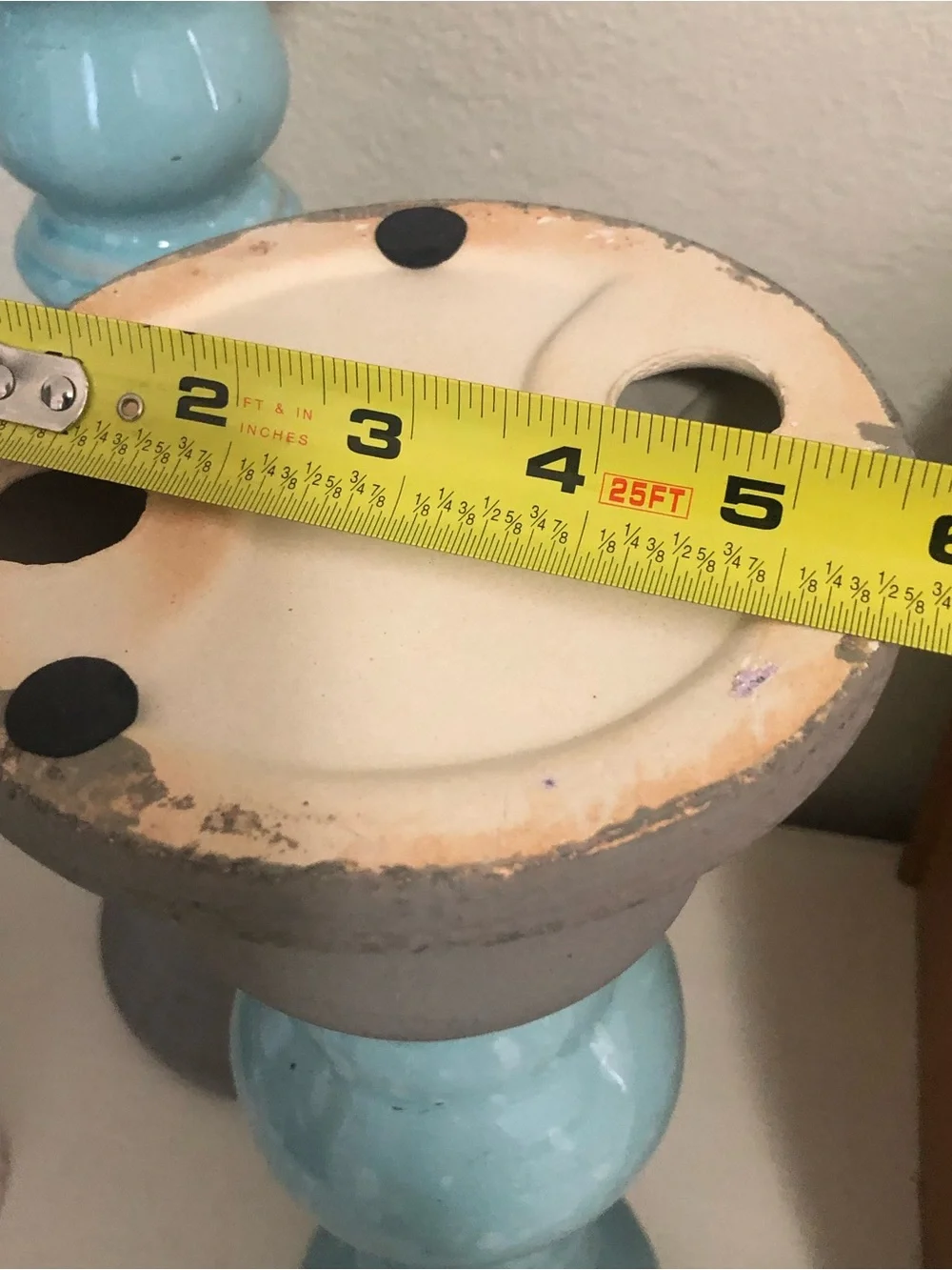 Pier 1 Aqua Ceramic Candlestick Holder. 13.5”